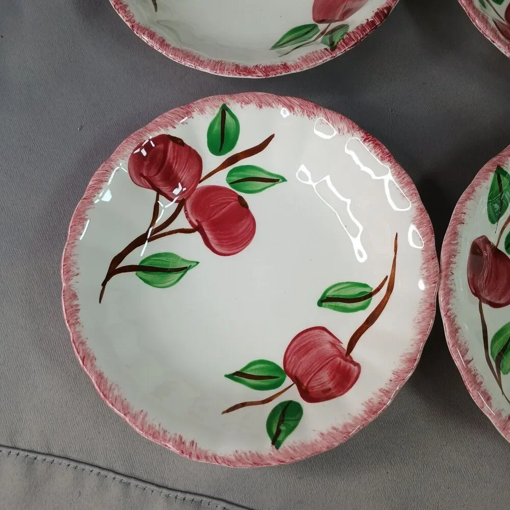 4 Blue Ridge Southern Pottery 4 Sauce Dessert Fruit Bowls Vintage Crab Apple